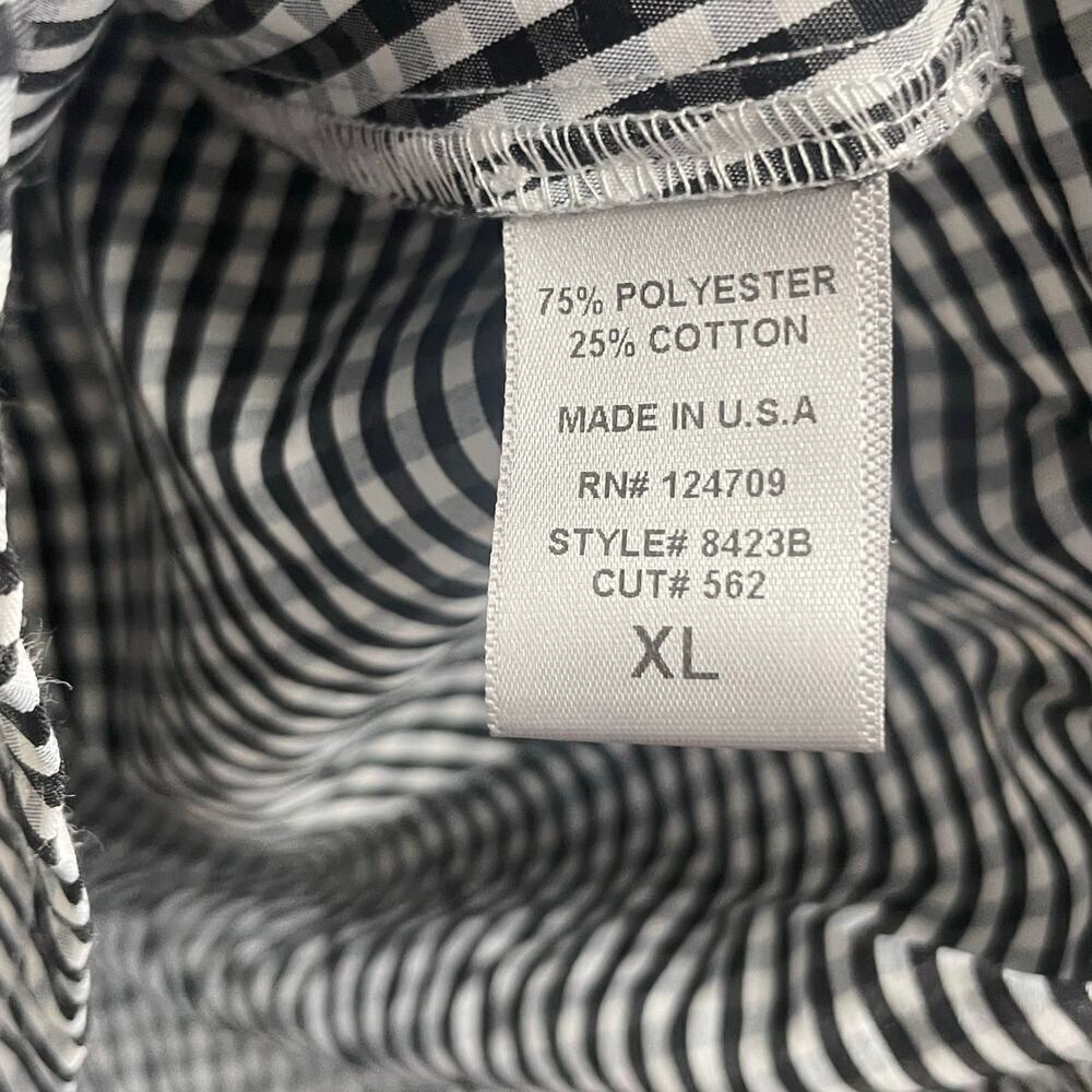 IC By Connie K Black White Gingham Button Back Blouse Size XL Plaid Classic - Picture 6 of 6